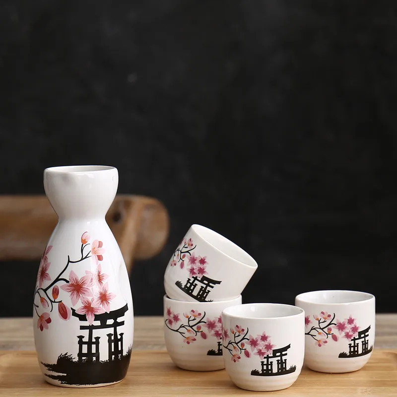 Description Picture 4 of item5Pcs/Set Japanese Ceramic Lucky Cat Sake Wine Bottle Creative Maneki Neko Hip Flask Flagon Liquor Spirits Wine Cup Drinkware