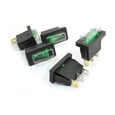 

5PCS 2Positions SPDT Panel Mount Green Snap In Boat Rocker Switch w Cover