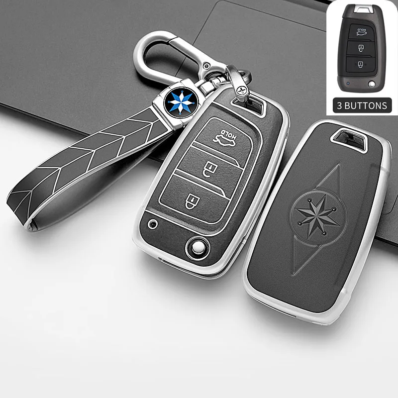 Чехол для автомобильного ключа из ТПУ Hyundai Elantra Solaris Tucson i30 i35 i40 KONA Genesis Santa Fe Azera