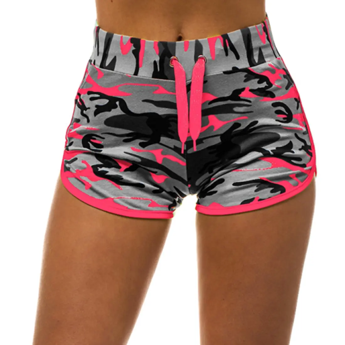 Women Sport Yoga Shorts Women Cool Shorts Short Fitness Camouflage Elastic Running Outdoor Broadcloth Print Polyester 2021