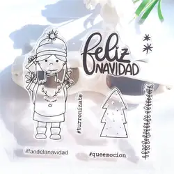 10*10 испанская девочка Рождественская елка прозрачные штампы Прозрачная силиконовая печать для DIY скрапбукинга фотоальбом открытка