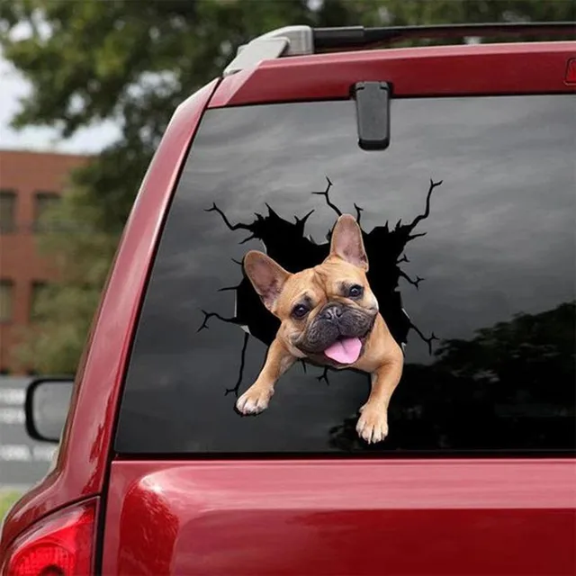 Funny Dog Head In The Crack Vinyl Car Stickers Decals Motorcycle Accessories Car window Decorative Goods