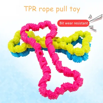 

Pet Toy Strong Bite-Resistant Dog Bone Rubber Pet Dog Toy Cleaning Chewing Training Pull Ring Suitable For Puppies