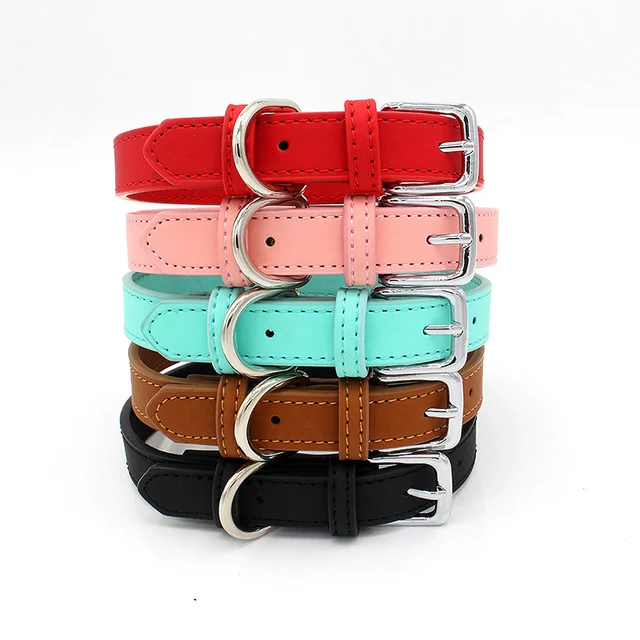 Affordable Comfort Dog Cat PU Leather Collar Adjustable Pet Accessories for Small Dogs Puppy Mascotas Supplies collier chien 3
