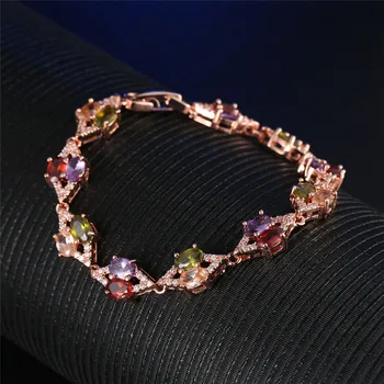 

Popular 925 Silver Mosaic Crystal Round Bracelet Trendy Fashion Charm Jewelry Accessories Amulet Gifts for Women Her