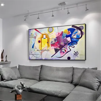 

Kandinsky abstract famous canvas painting red yellow blue art wall picture for living room home decoration handpainted canvas p
