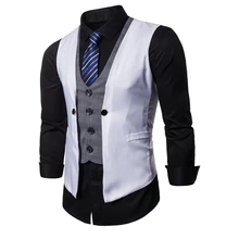 

Men's Formal Vest Men's Plus-Size Patchwork Waistcoat Stylish Casual Vest Solid Color Button Door Pocket Trim In 6 Colors S-3XL
