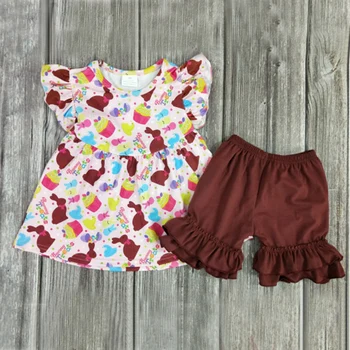 

Infant Toddler Baby Girls Tops Sleeveless Happy Easter Bunny Shirt + Shorts 2pcs Outfit Baby Girl Summer Casual Clothes 0-16Yrs