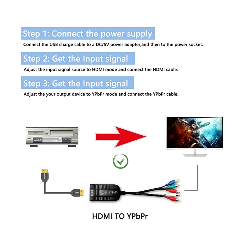 1080P HD Прозрачный HDMI к YPbPr видео и R/L аудио адаптер конвертер