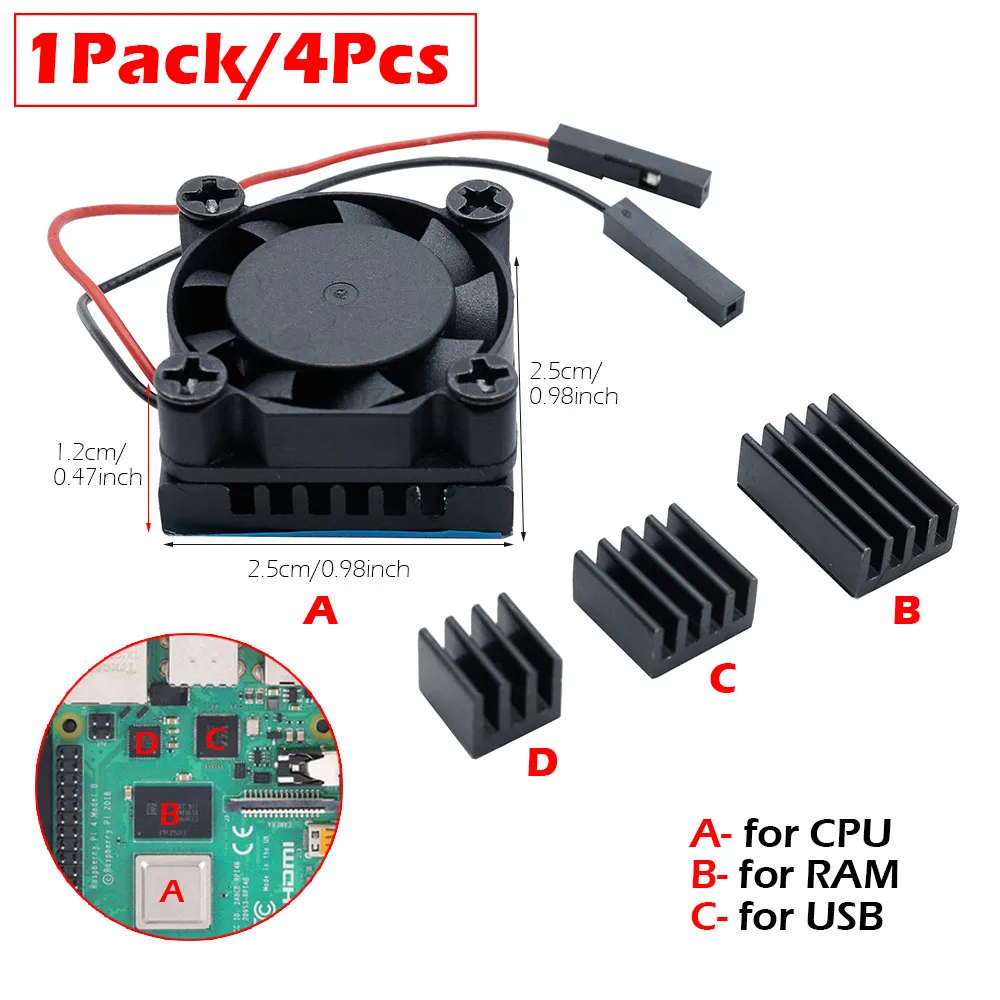 Raspberry Pi 4 Model B 4GB 冷却ヒートシンクセット H8845f75af972406a861e97643a462