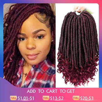 

Kong&Li 20 inch 24 Strands/pcs Goddess Faux Locs Crochet Hair Synthetic Braiding Hair Extension Ombre Crochet Hair Women's Hair