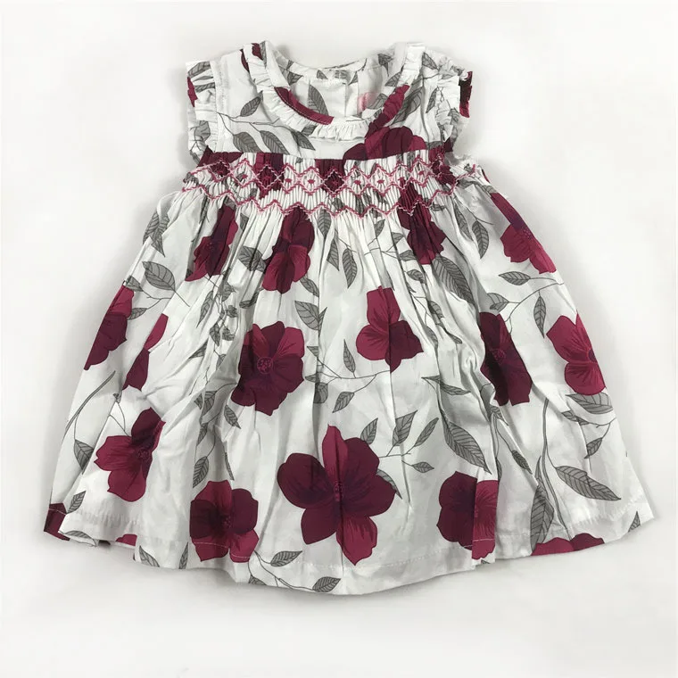Toddler Baby Girl Dress 1 2 Years Print Bowknot Princess Vestido Vintage smocking Dresses for