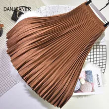 DANJEANER/осенне-зимняя женская замшевая юбка с высокой талией, длинные плиссированные юбки для женщин s Saias Midi Faldas, винтажная женская Юбка-миди