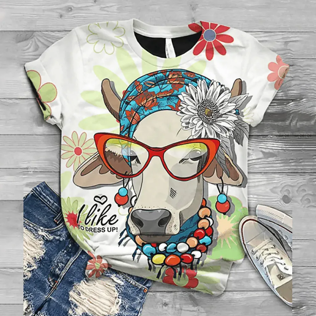 Tshirt Women Plus Size Short Sleeve 3d Animal Printed O-neck Tops Tee T-shirt Haut Camiseta Top Women Harajuku T Shirt Camisas