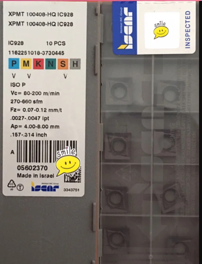ISCAR 10 шт. карбидные вставки XPMT100408-HQ IC928
