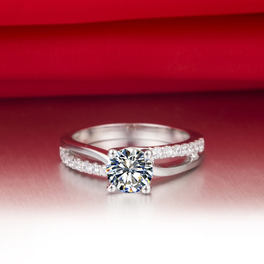 Тестовое Настоящее серебро 925 пробы популярное 4 кольцо с зубцами 0.6CT Moissanite бриллиантовое кольцо женское ювелирное 925 Обручальное 18K Белое позолоченное