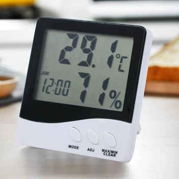 

New Multifunction Thermometer Hygrometer Mini Automatic Electronic Temperature Digital Humidity Monitor Clock with LCD Screen