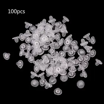 

100Pcs Clear Anti-Pain Rubber Clip On Earring Super Soft Silicone Cushion Pads X7JB