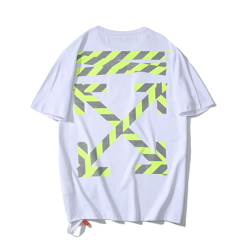 19ss Off-White OW melanna Sydney Юбилейная предупреждающая линия 3M светоотражающая хлопковая модная футболка с круглым вырезом и коротким рукавом