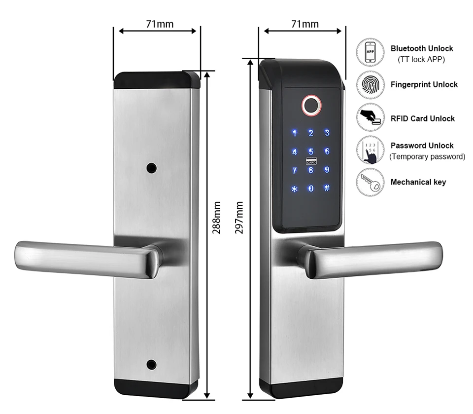 YOHEEN замок отпечатков пальцев смарт-карта цифровой код электронный дверной замок Bluetooth TTLock приложение врезной замок безопасности