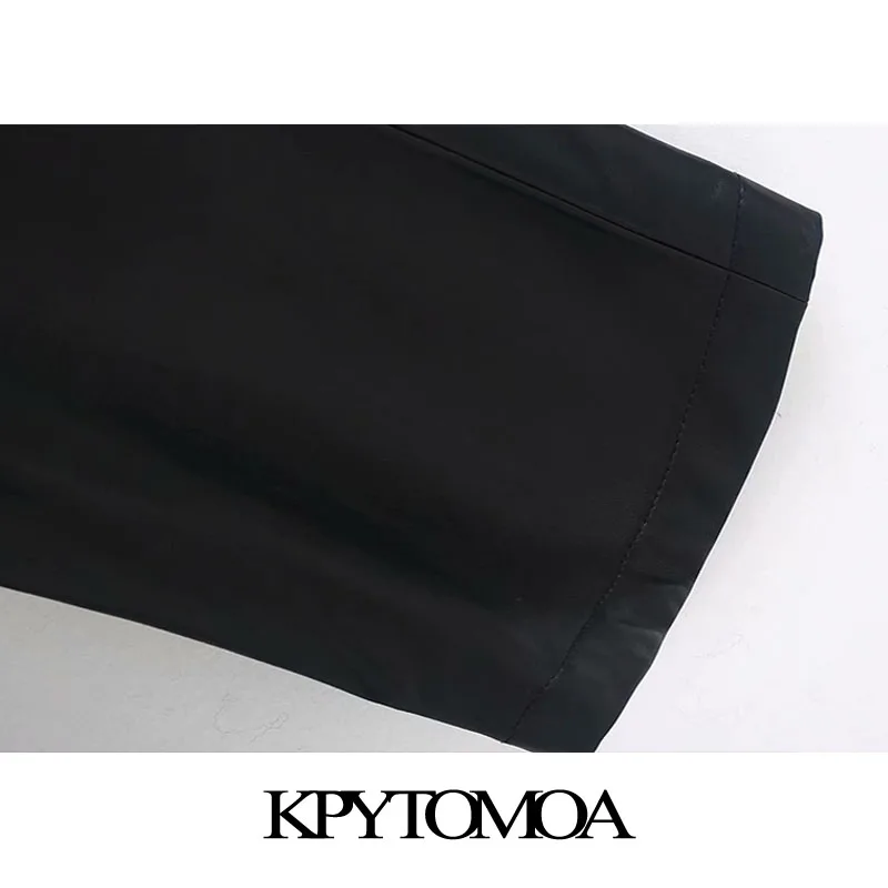 Винтажные стильные женские брюки из искусственной кожи с карманами модные женские брюки с высокой талией на молнии шикарные женские брюки