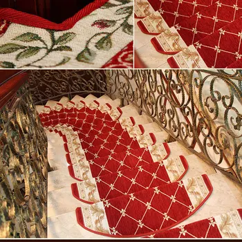 

High-Grade Tape-Free Stair Treads Mats Carpets Non-Slip Grid Bullnose Carpets Rugs For Staircase 2 Colors 2 Sizes