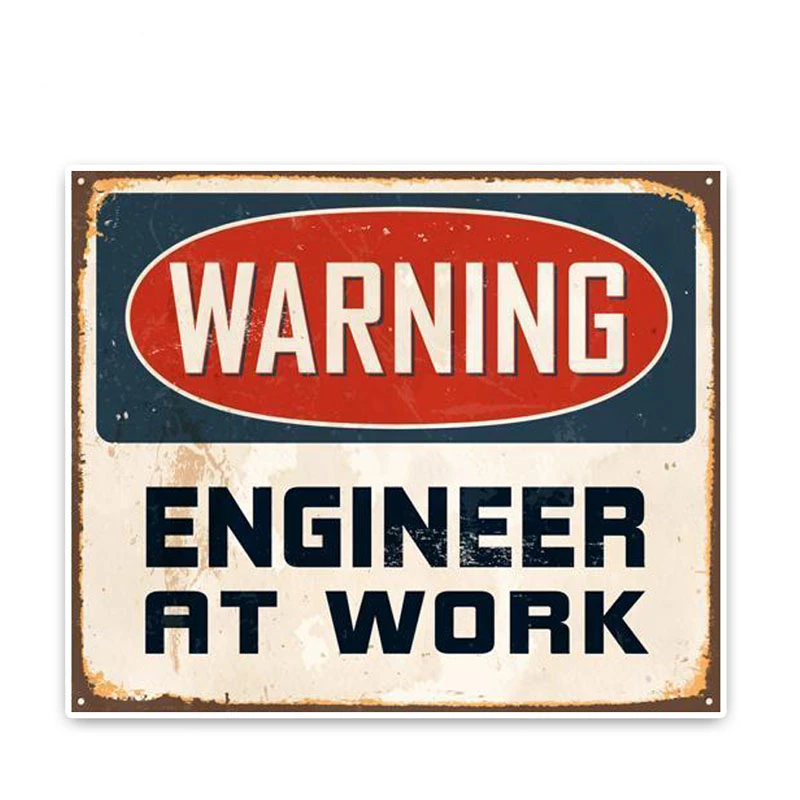 

Personality 10.1*12.1CM WARNING ENGINEER AT WORK Accessories Car Stickers Bumper Warning Sign