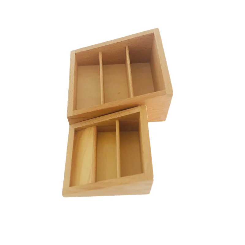 3 Sections Wooden Container for Cards Montessori Materials Mini Tray Organization Storage Box Language/ Culture Area Equipment 3