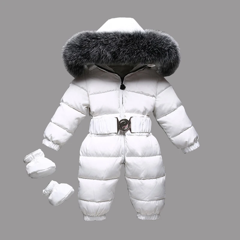  Dollplus 2019 Winter Warm Baby Rompers Jumpsuit Children Duck Down Overalls Toddler Kids Boys Girls