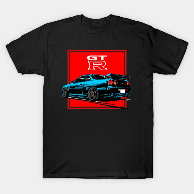 Men t-shirt Nissan GTR 34 Blue tshirt Women t shirt | Мужская одежда