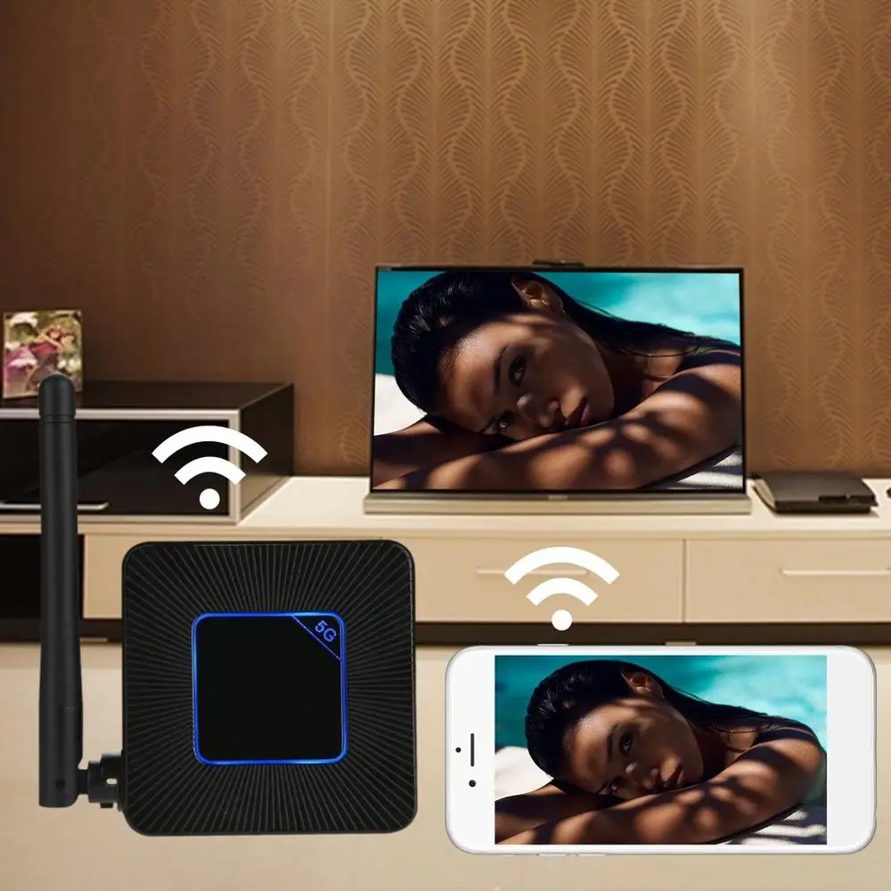 Q4 зеркальный ключ 5G мульти-экран Cromecast Hdmi подвесная ТВ-палка Wifi черный