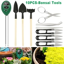 10 pçs conjunto de plantio suculento termômetro do solo ao ar livre transplante ferramentas bonsai plantio flores ferramentas de jardinagem em miniatura