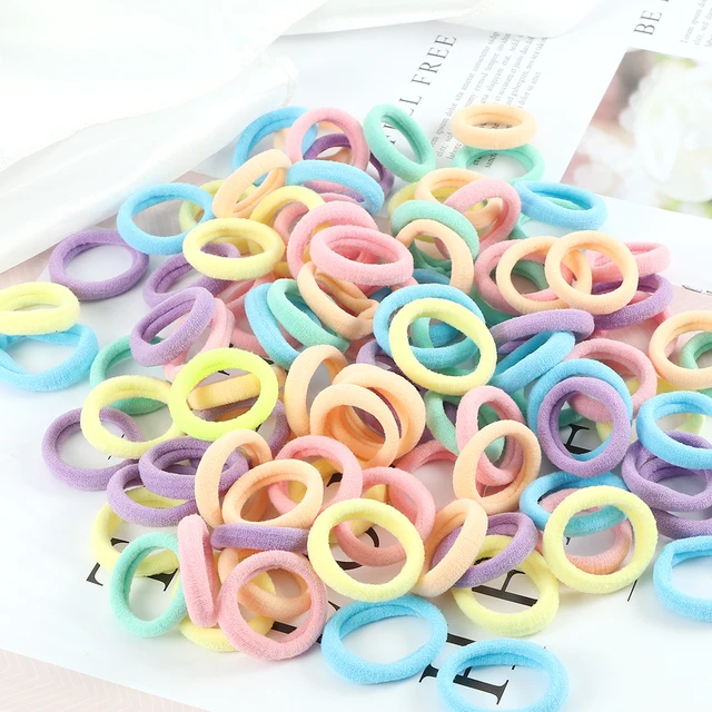 100pcs/Set Girls Colorful Nylon Hair Bands 4