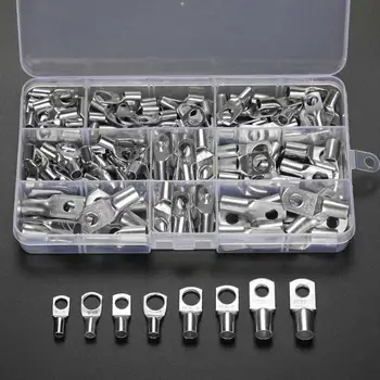 

100Pcs SC Bare Crimp Terminals lug Tinned Copper Lug Ring Electrical Wire Connectors Cable Splice Terminal Kit Assortment