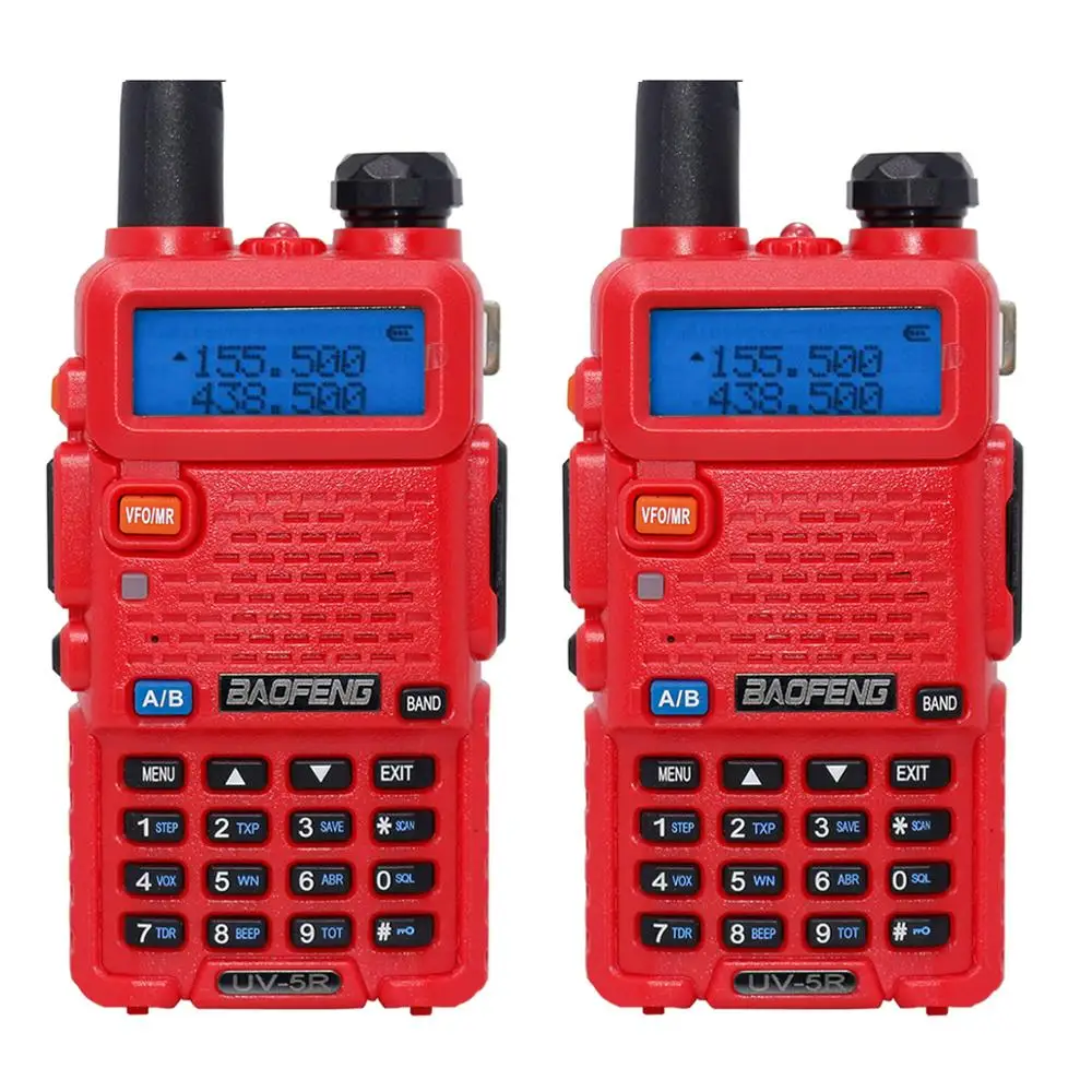 2 шт. Baofeng BF-UV5R Любительское радио портативная рация Pofung UV-5R 5 Вт VHF/UHF радио двухдиапазонное двухстороннее радио UV 5r CB радио - Цвет: Красный