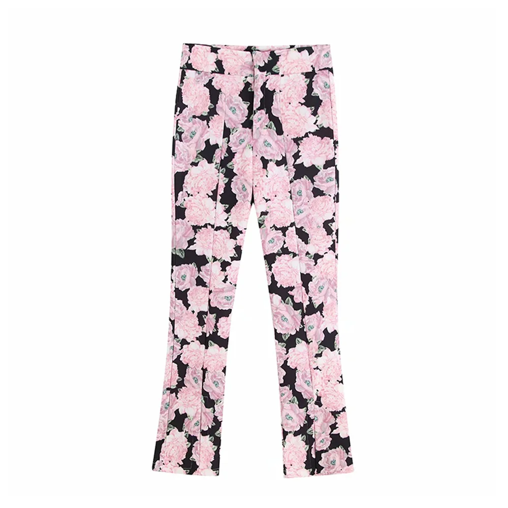 Pants Винтажная стильная куртка-бомбер с цветочным принтом, пальто для женщин, модная верхняя одежда с высоким воротником и длинными рукавами, эластичные манжеты, шикарные топы - Цвет: Pants