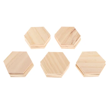 

25 Unfinished Hexagon Wood Pieces For DIY Engraving Carving Crafting 9x7.8cm