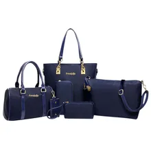 6 шт. в наборе, женская сумка, Модный женский комплект из шести предметов, сумка через плечо, сумка на молнии, нейлоновая одноцветная дорожная сумка, mochila G10