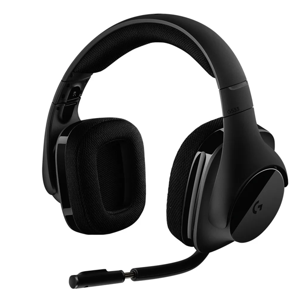 black Беспроводная игровая гарнитура с объемным звуком logitech G533 DTS 7,1, беспроводные наушники, компьютерные аксессуары для игр - Цвет: black