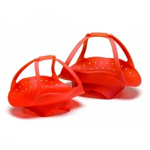 Пищевой силиконовый антипригарный безопасный Пароварка Корзина мгновенный горшок корзина ситечко W/длинная ручка для безопасного удаления