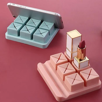 

Pure Silicone 6 Grid Makeup Organizer Storage Box Lipstick Nail Polish Display Stand Holder Cosmetic Jewelry Organizer Box