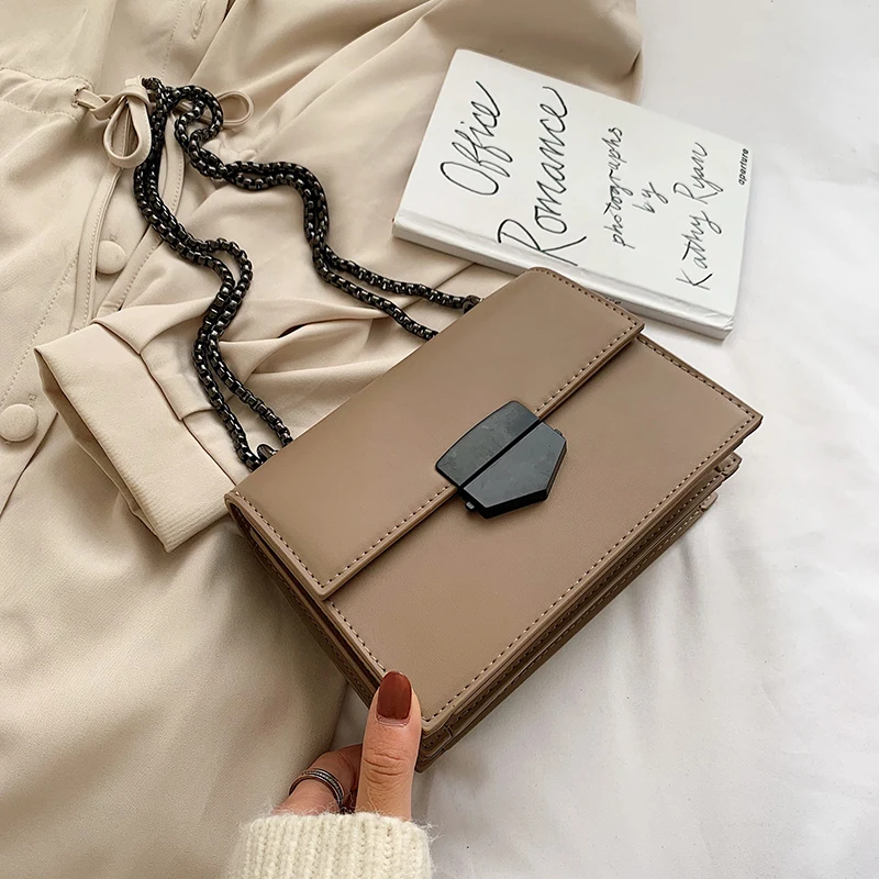 20 CM Khaki Ретро модная женская квадратная сумка через плечо новая качественная женская дизайнерская сумка из искусственной кожи сумка на плечо с цепочкой - Цвет: 20 CM Khaki
