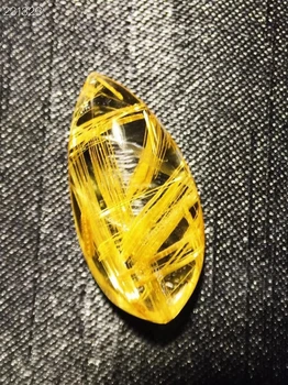 

Certificate Natural Gold Rutilated Quartz Wealthy Pendant 27/13.5/7mm Water Drop Crystal Fashion Pendant Jewelry AAAAAA