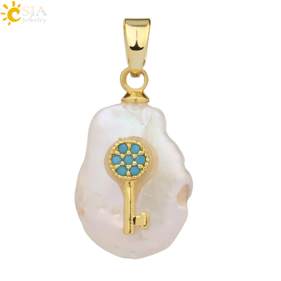 Pendant-C Csja кулон из пресноводного жемчуга крыло животное слон сова кролик растение кактус Подвески ожерелье со стразами для женщин Девушка G216 - Окраска металла: Pendant-C