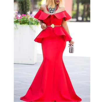 

Women Maxi Party Dress Fake Two Pieces Sets Sexy Ruffle Tight Elegant Celebrate Dinner Party Club Evening Long Bodycon Robes