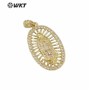 

WT-MP114 Catholicism Our Lady Of De Guadalupe Oval Medal Religious Baptism Pendant Delicated Cubic Zirconia Pendant Necklace