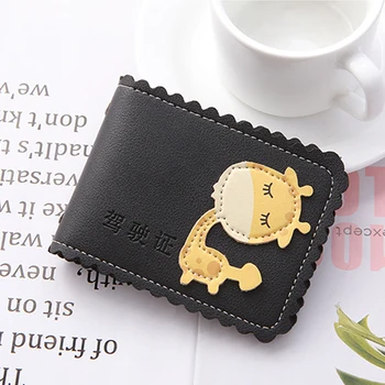 

2019 New Arrive Cute Cartoon Giraffe Woman's Men's Driver's License Passport Cover High Quality Card Wallet Holder Case Auto Bag