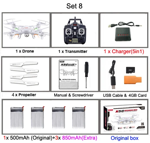 ドローン SYMA X5UX+予備パーツ付き Syma-子供用ドローンクワッドコプターx5c/X5C-1,オリジナル,2.4g