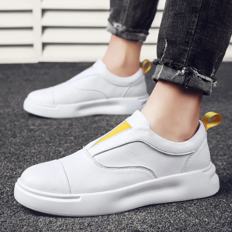 

Hot Sale Casual Shoes Mens Slip-on Pu Leather Men Shoes Anti Slip Fashion Men Sneakers Comfortable Luxury Brand Men Shoes Cheap