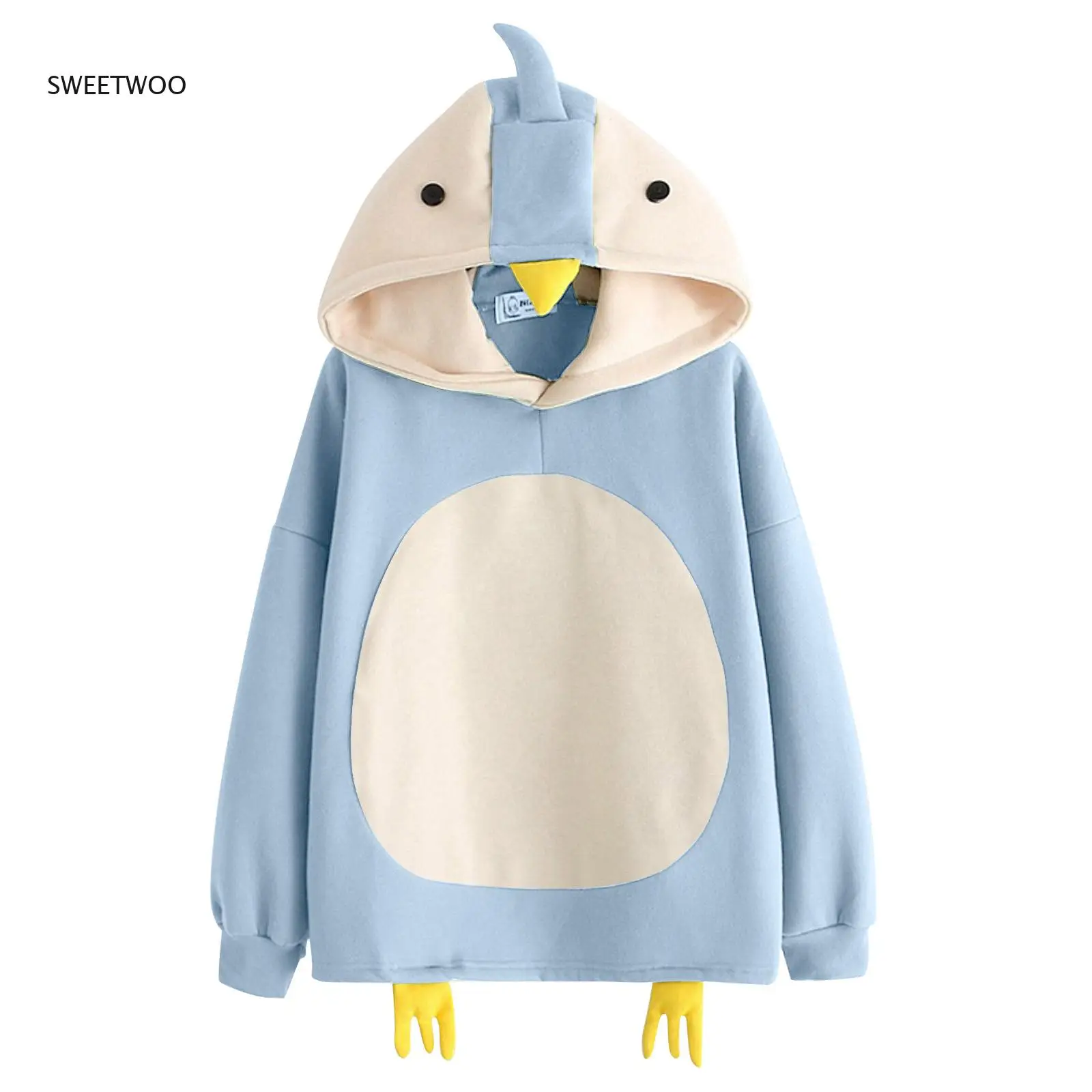 2021 Spring and Autumn Sweater Women Fashion Cute Cartoon Kawaii Chick Plus Velvet Long-Sleeved Hooded Sweater Jacket Women